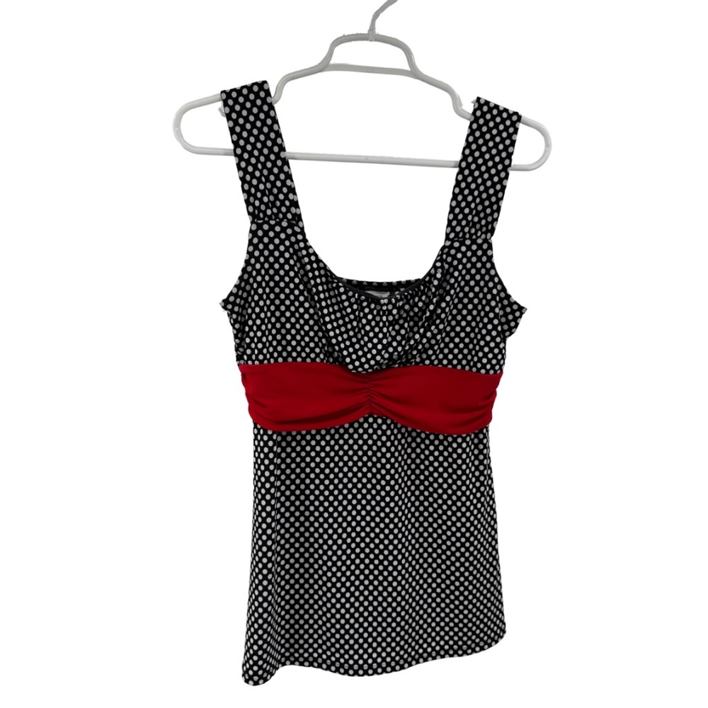 Maurices Y2K Babydoll stretchy Black White red Polka Dot tank pin up 90s M
